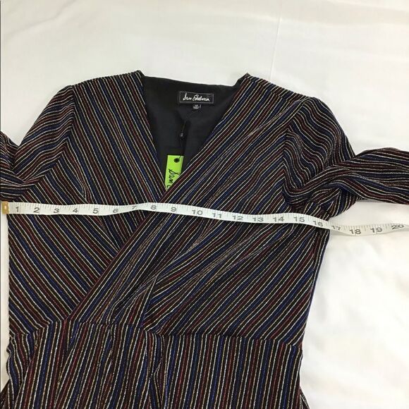 Sam Edelman Pinstripe Metallic Faux Wrap Midi Dress New Size 10 - Picture 7 of 13
